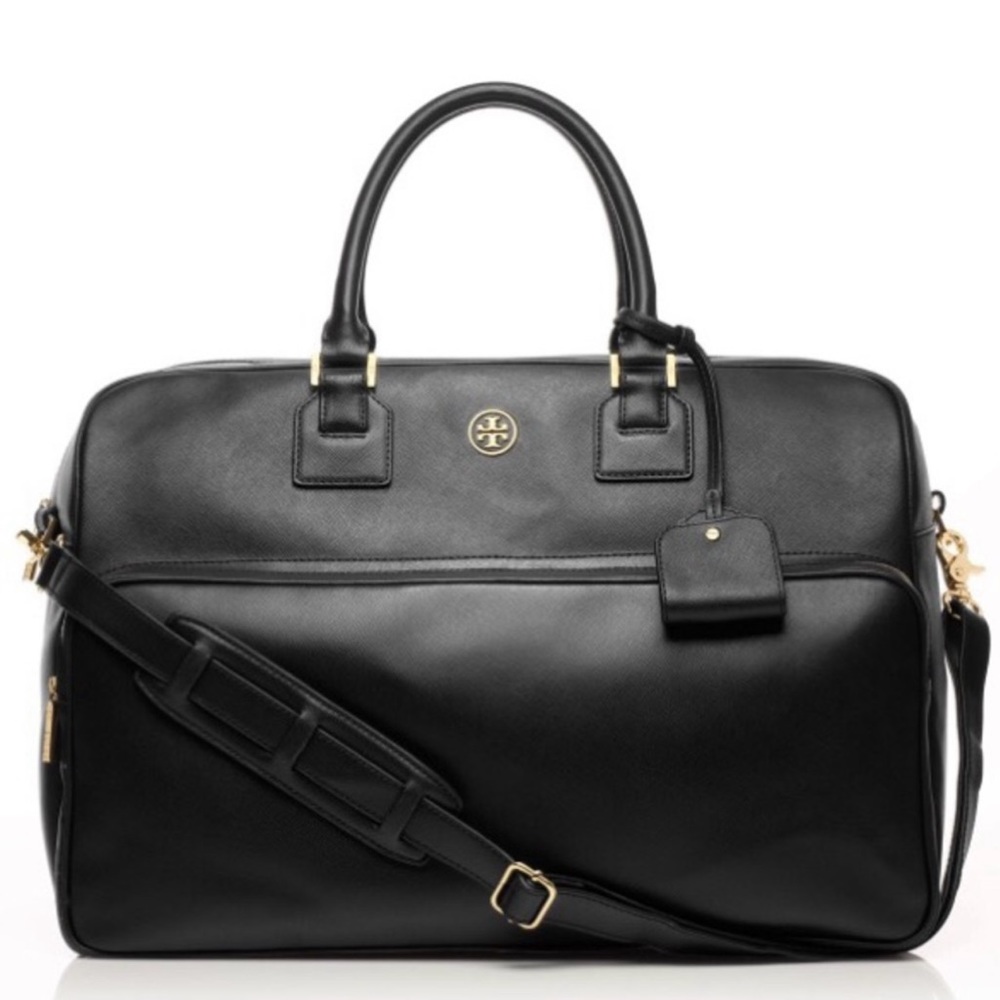 Tory Burch Leather Weekender Bag.